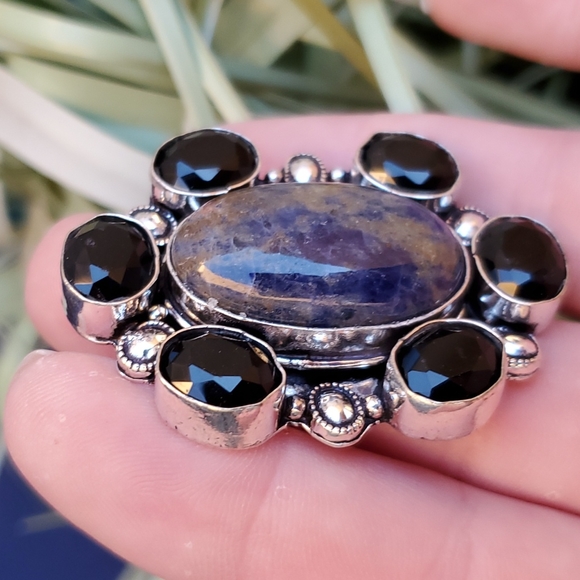 New Oversized Sodalite & Black Spinnel 925 Silver Statement Ring. - Picture 16 of 16